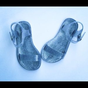 Girl Summer Sparkly Silver Jelly Sandals